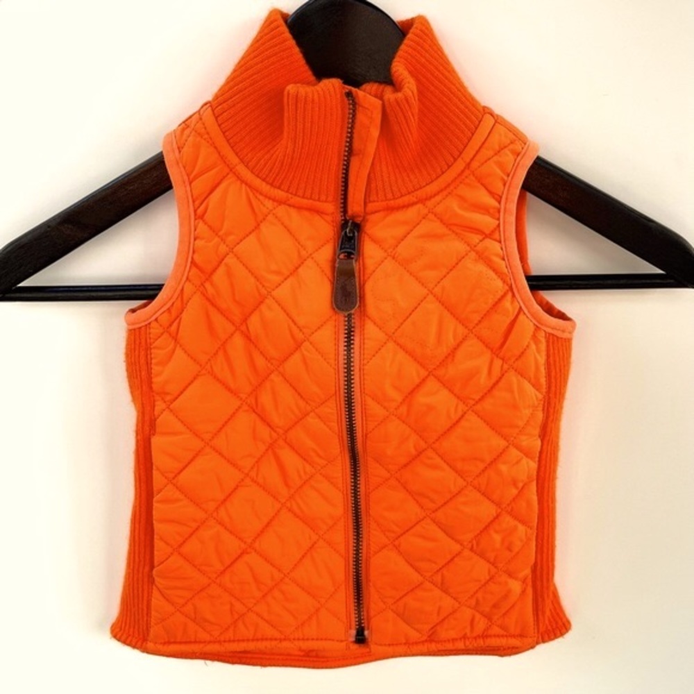 Stylish Kid’s Ralph Lauren Orange Puffer Vest, Size 3T